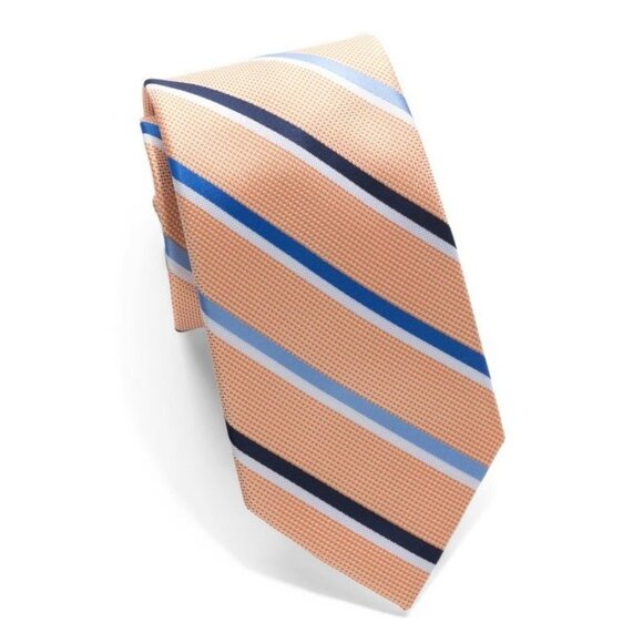 Nautica Mens Orange Blue Striped Pattern Classic Tie Workwear New - Picture 1 of 6